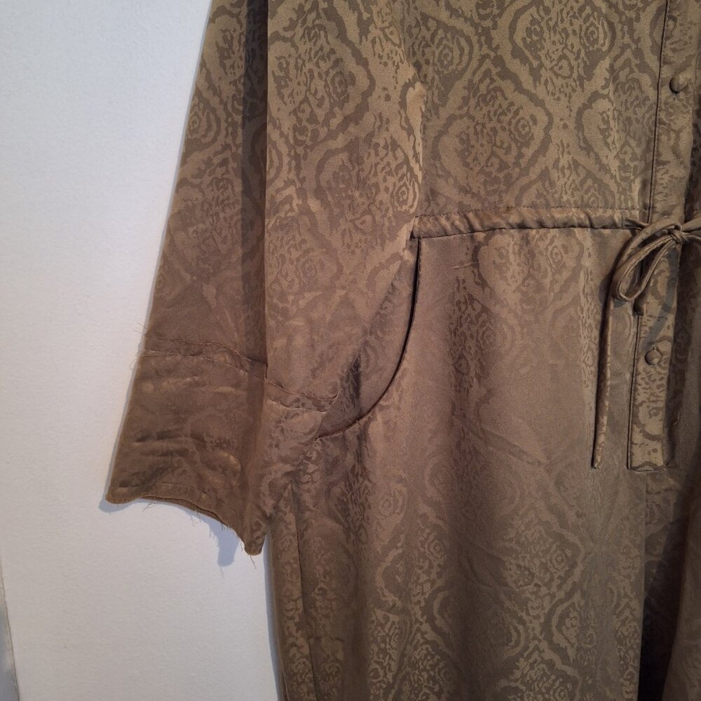Urban Outfitters Jacquard Jumpsuit Olive Green Satin with Pockets Size M - Picture 4 of 9